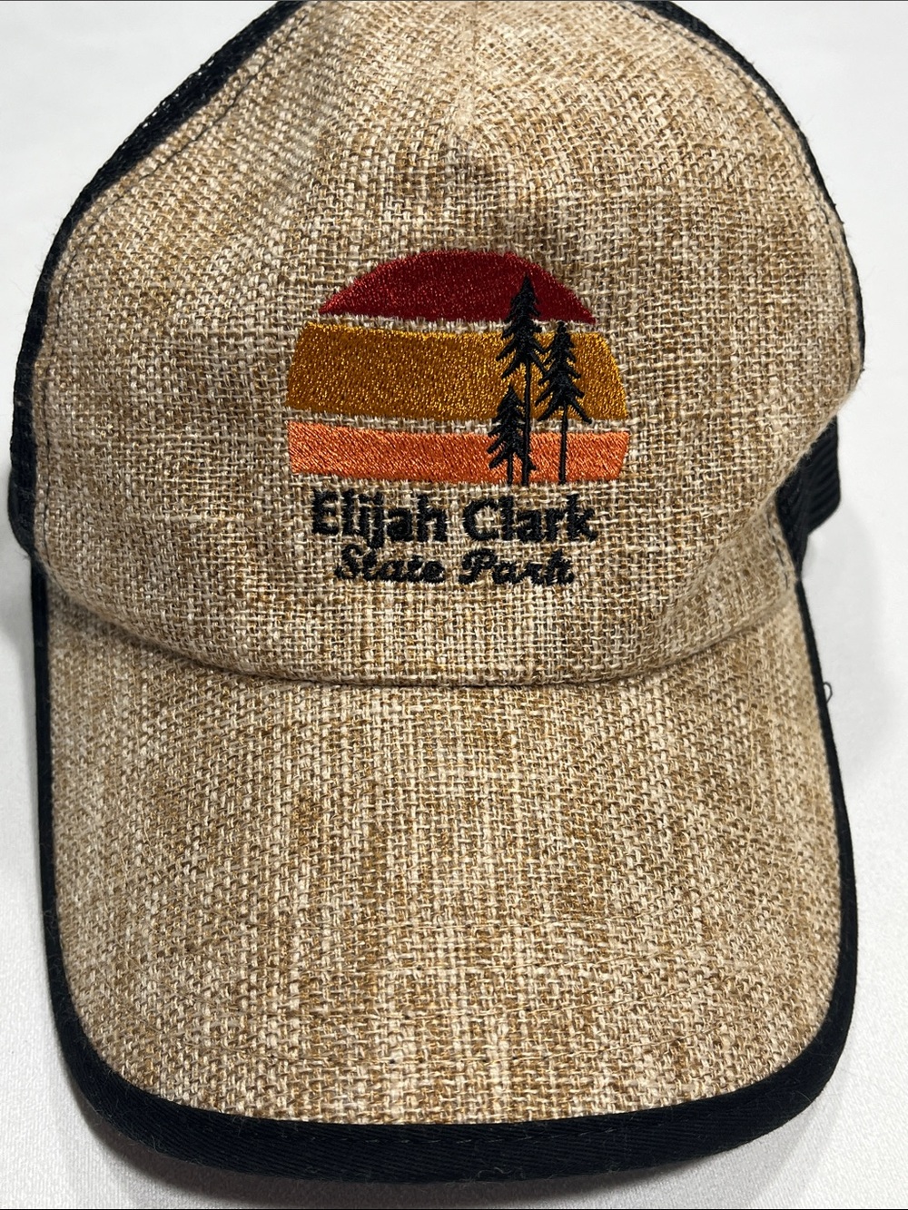 Elijah Clark State Park Trucker Hat Burlap Look Snapback Mesh Cap OSFA